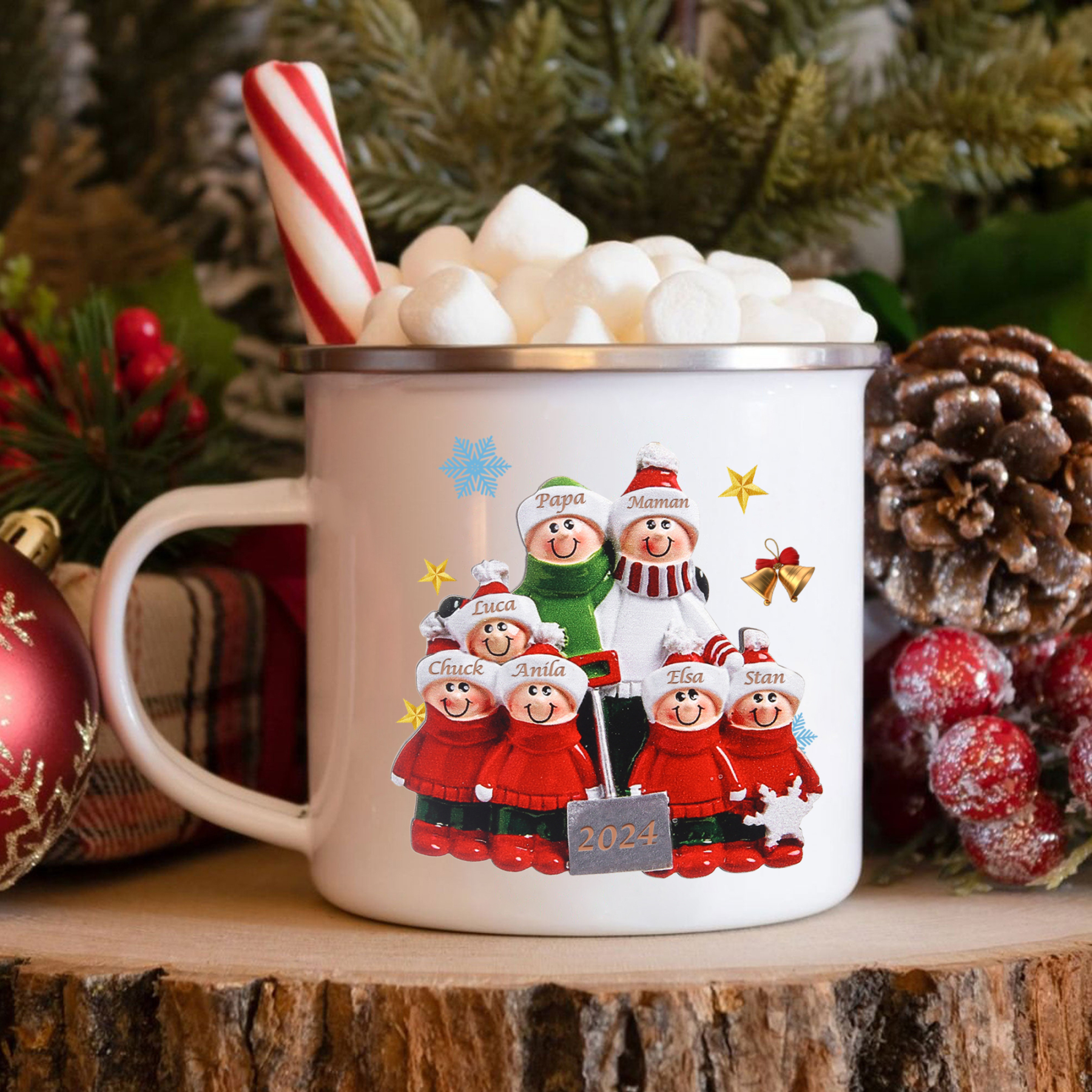 Tasse Noël 7 Prénoms Personnalisés avec années Cadeau Noël | Jessemade