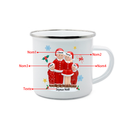 Tasse Noël en Céramique 4 Prénoms Personnalisés avec texte Cadeau Noël | Jessemade