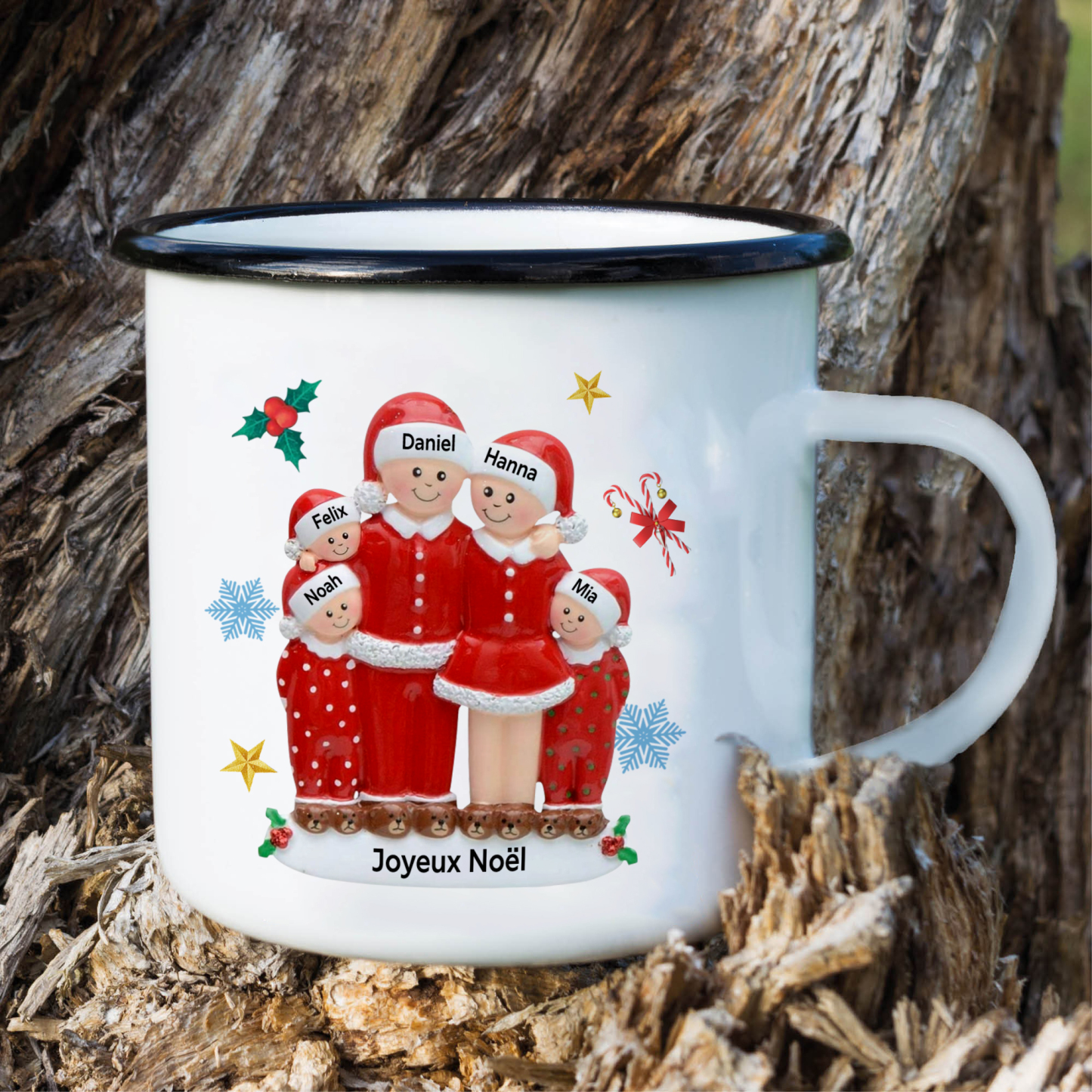 Tasse Noël en Céramique 5 Prénoms Personnalisés avec texte Cadeau Noël | Jessemade