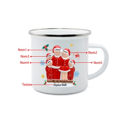 Tasse Noël en Céramique 5 Prénoms Personnalisés avec texte Cadeau Noël | Jessemade