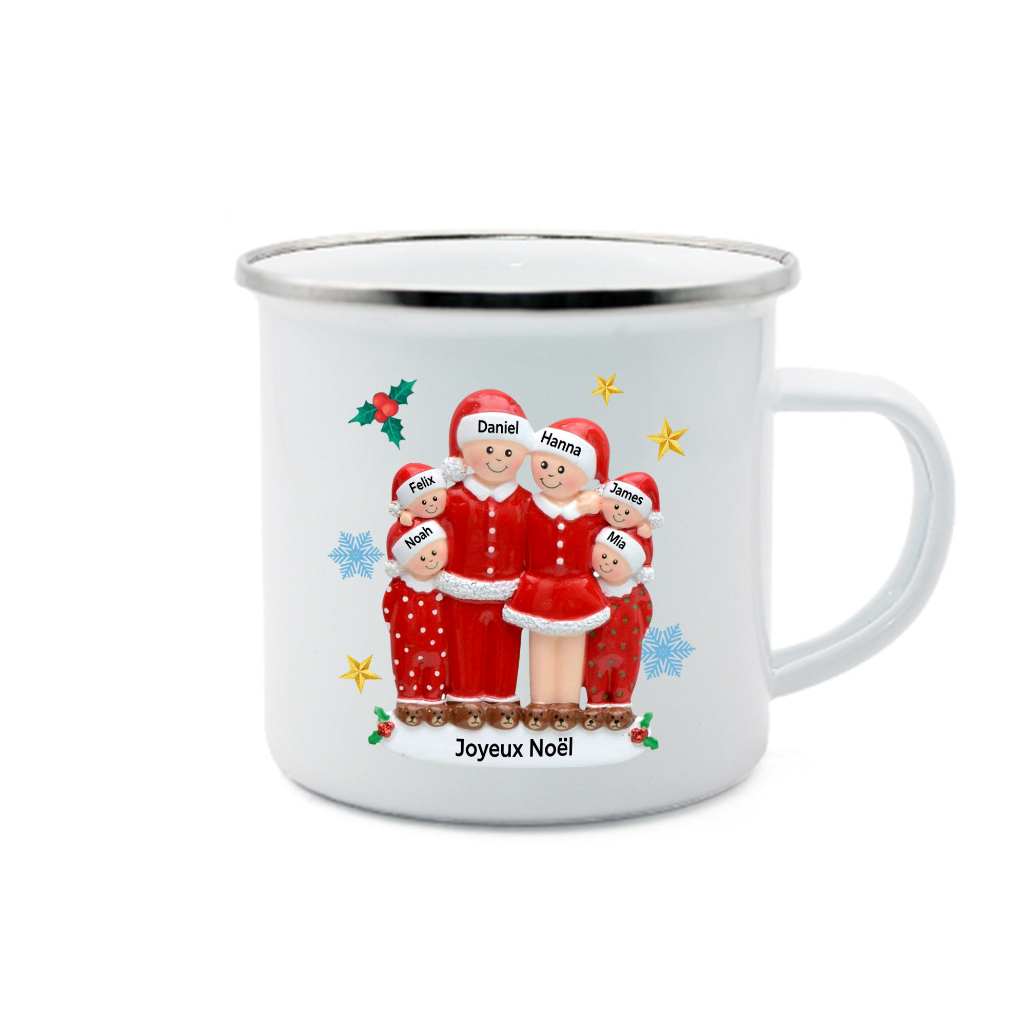 Tasse Noël en Céramique 6 Prénoms Personnalisés avec texte Cadeau Noël