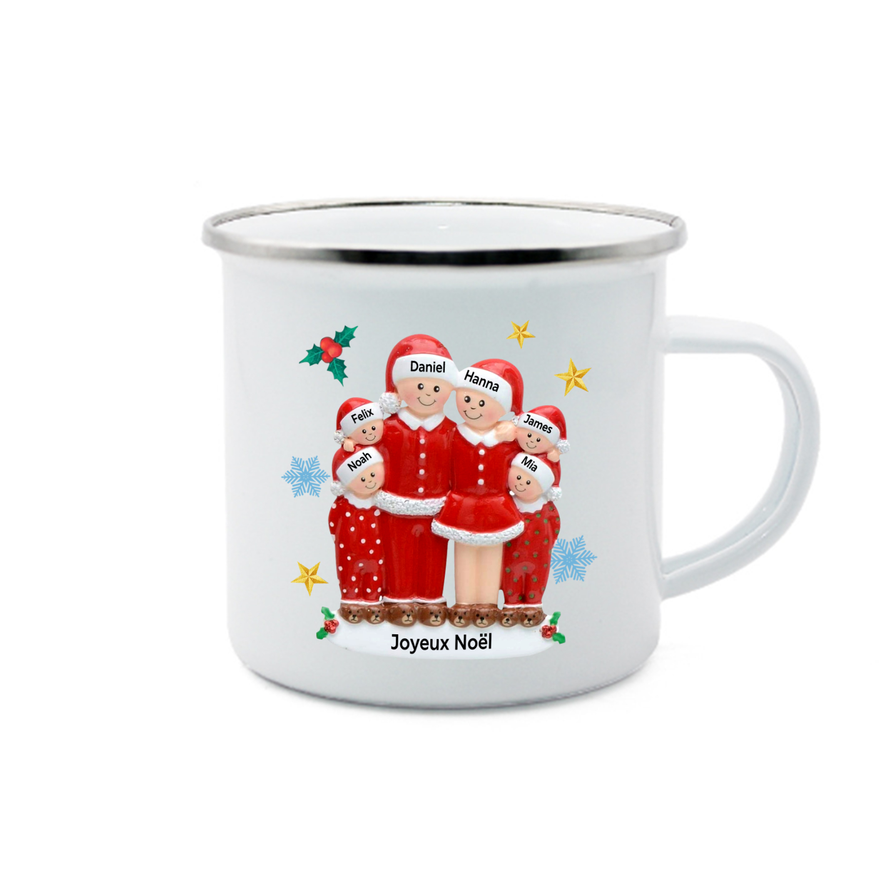 Tasse Noël en Céramique 6 Prénoms Personnalisés avec texte Cadeau Noël