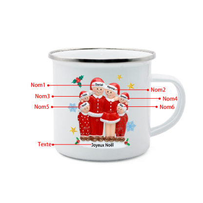 Tasse Noël en Céramique 6 Prénoms Personnalisés avec texte Cadeau Noël | Jessemade