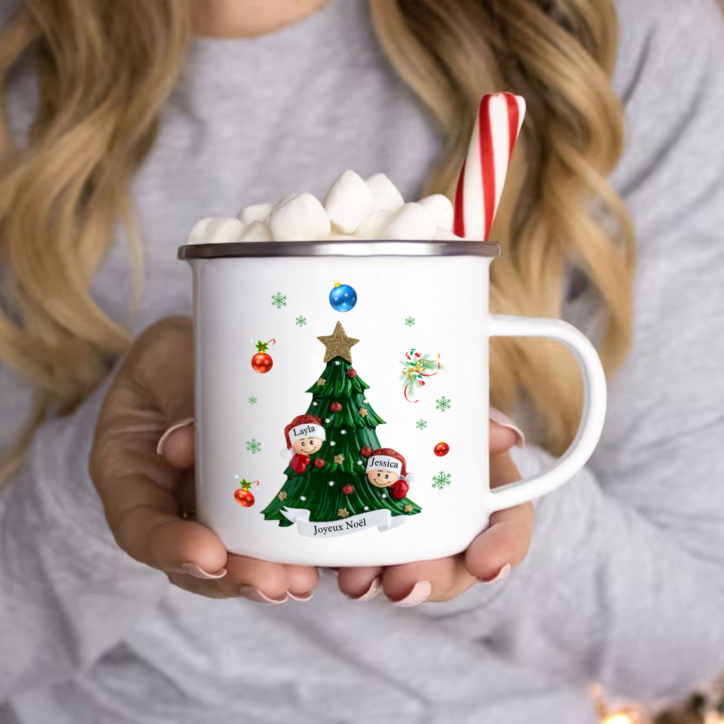 Tasse Noël sapin 2 Prénoms Personnalisés avec texte Cadeau Noël | Jessemade
