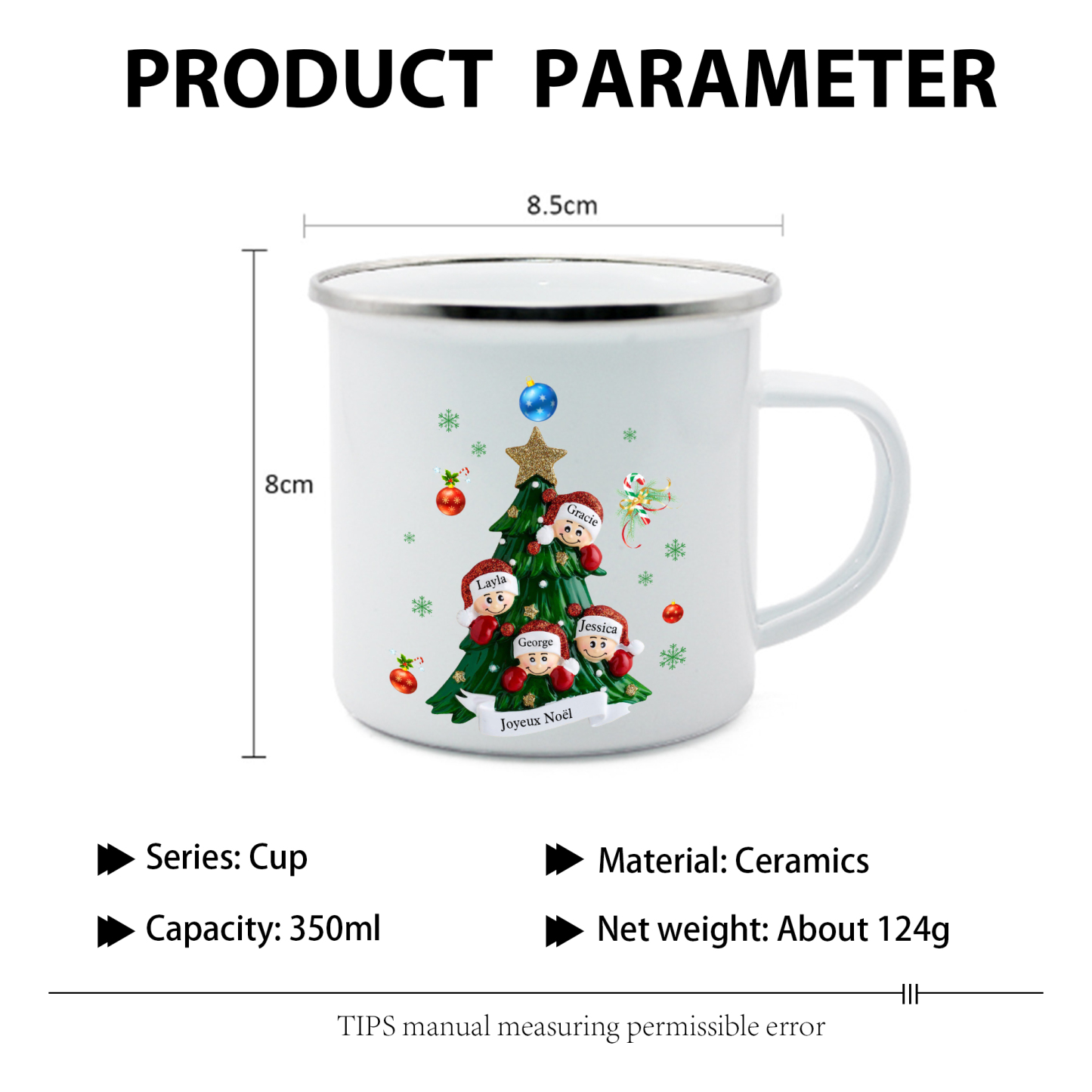 2PCS Portefeuille Tasse et Décoration 4 Prénoms Personnalisés avec texte Cadeau pour famille | Jessemade
