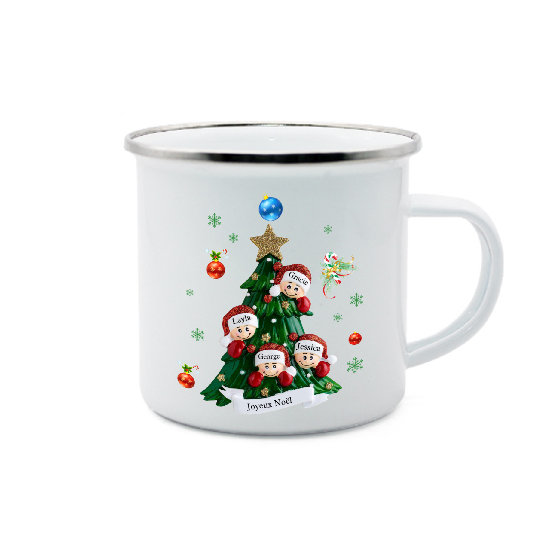 2PCS Portefeuille Tasse et Décoration 4 Prénoms Personnalisés avec texte Cadeau pour famille | Jessemade