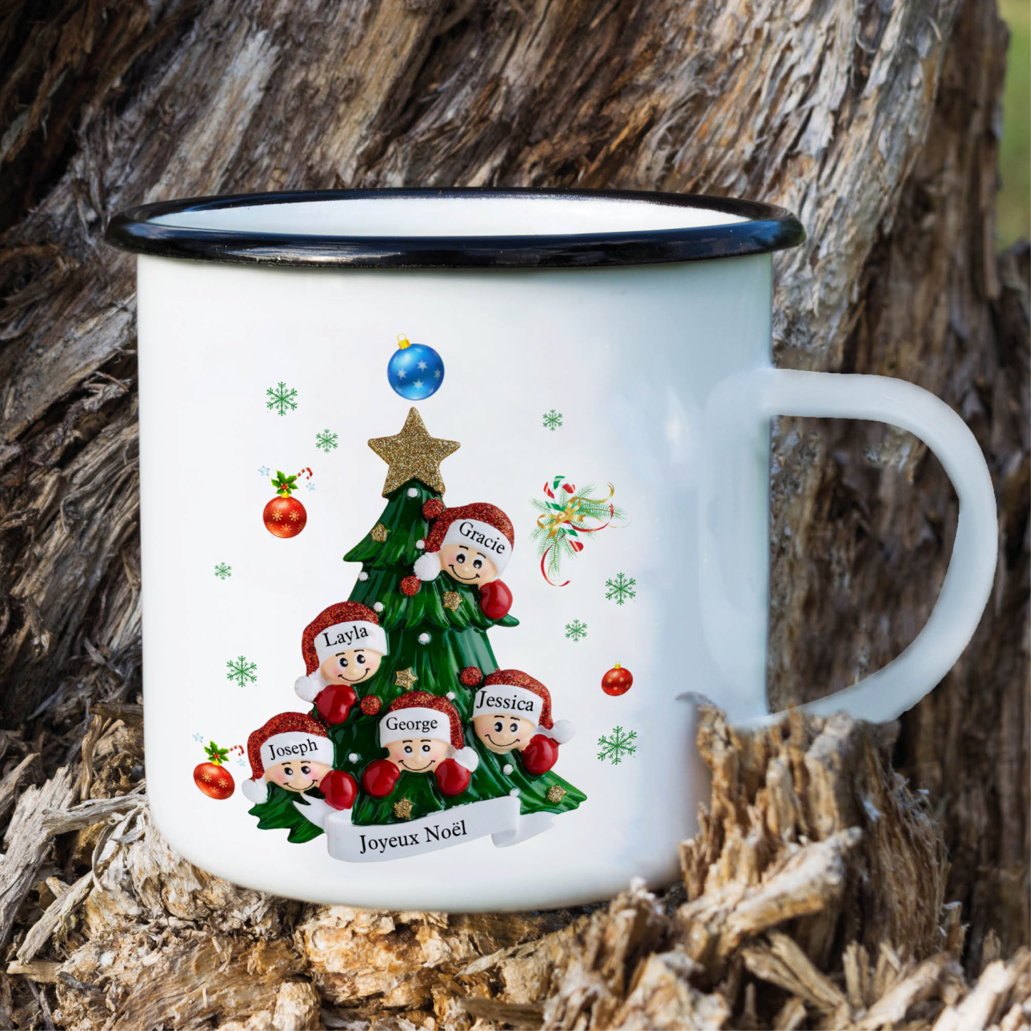 2PCS Portefeuille Tasse et Décoration 5 Prénoms Personnalisés avec texte Cadeau pour famille | Jessemade