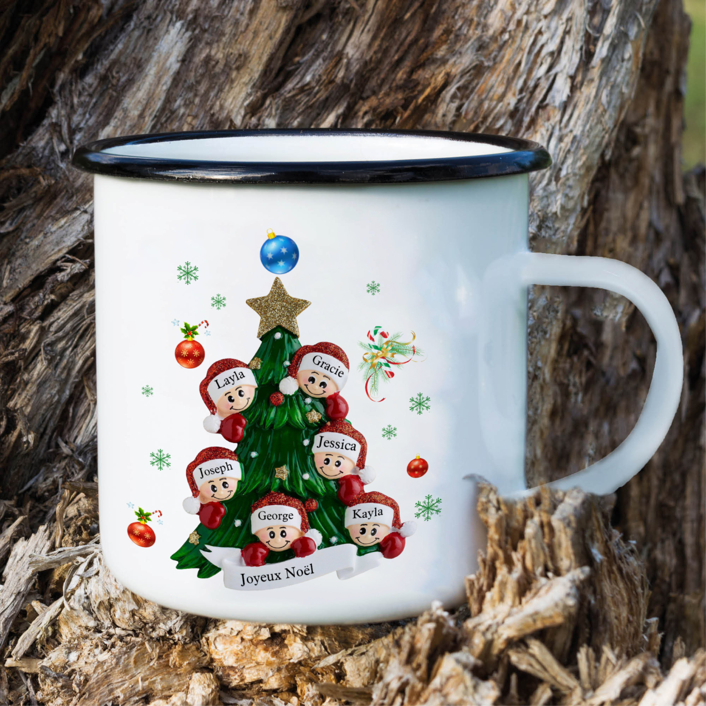 2PCS Portefeuille Tasse et Décoration 6 Prénoms Personnalisés avec texte Cadeau pour famille | Jessemade