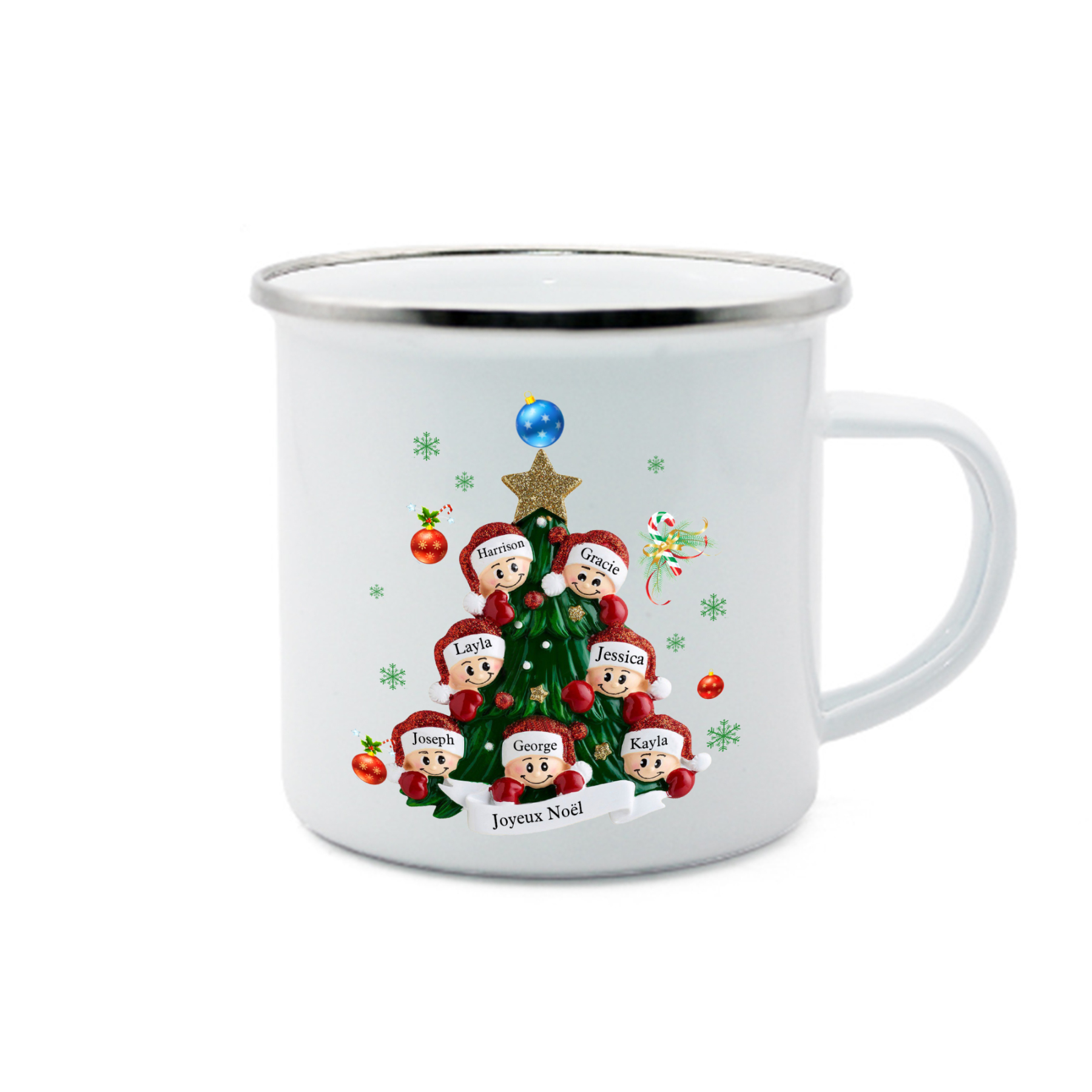 2PCS Portefeuille Tasse et Décoration 7 Prénoms Personnalisés avec texte Cadeau pour famille | Jessemade