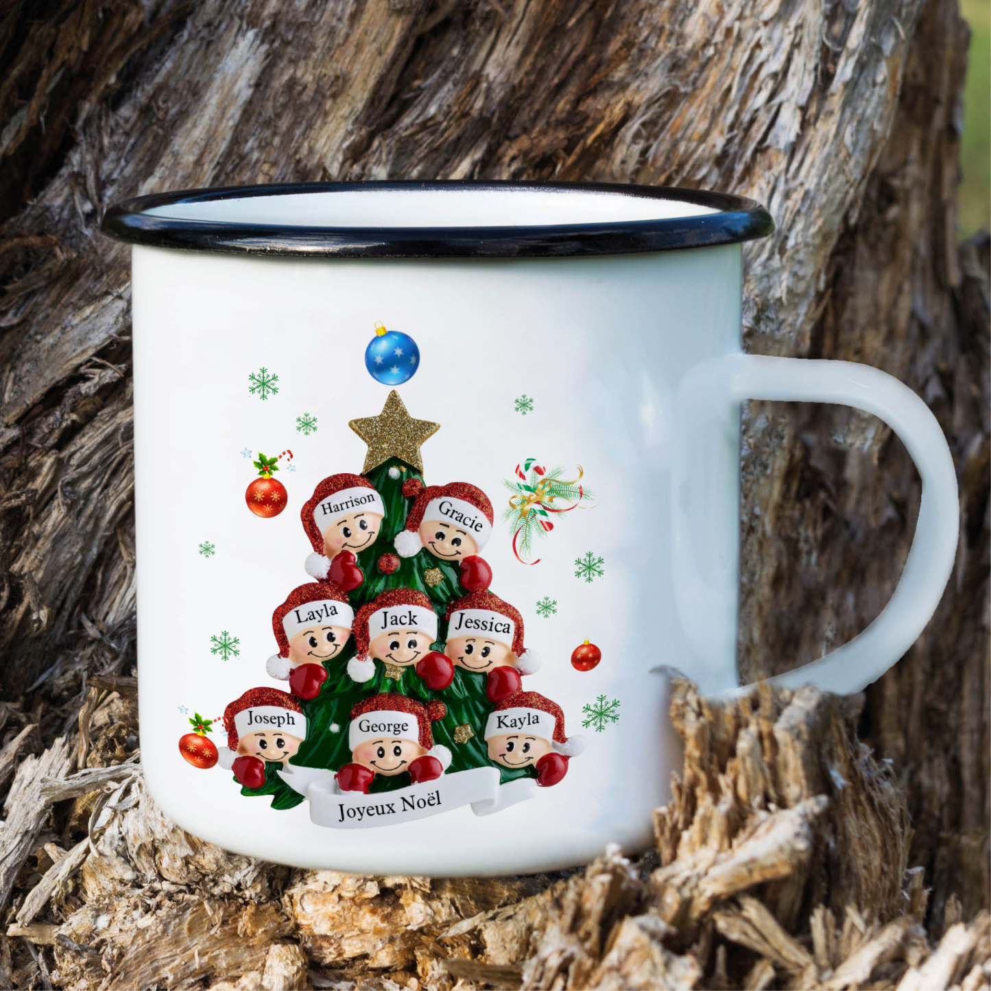 Tasse Noël sapin 8 Prénoms Personnalisés avec texte Cadeau Noël | Jessemade