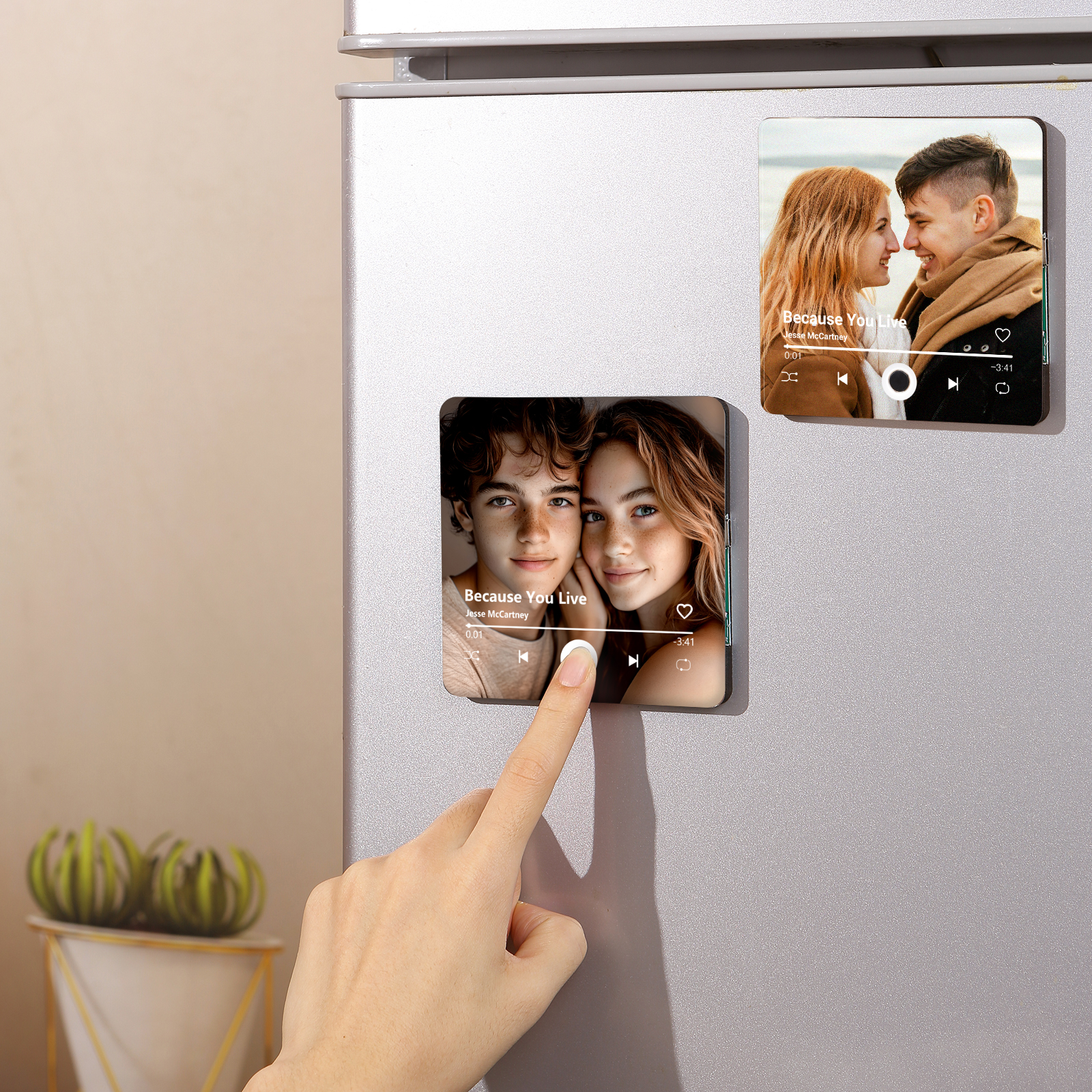 Aimant Frigo Personnalisé avec Musique et Photo pour Couple | Jessemade