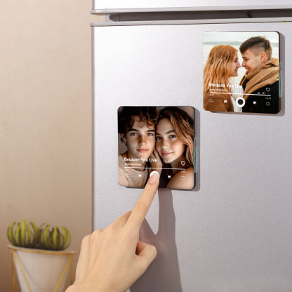 Aimant Frigo Personnalisé avec Musique et Photo pour Couple | Jessemade