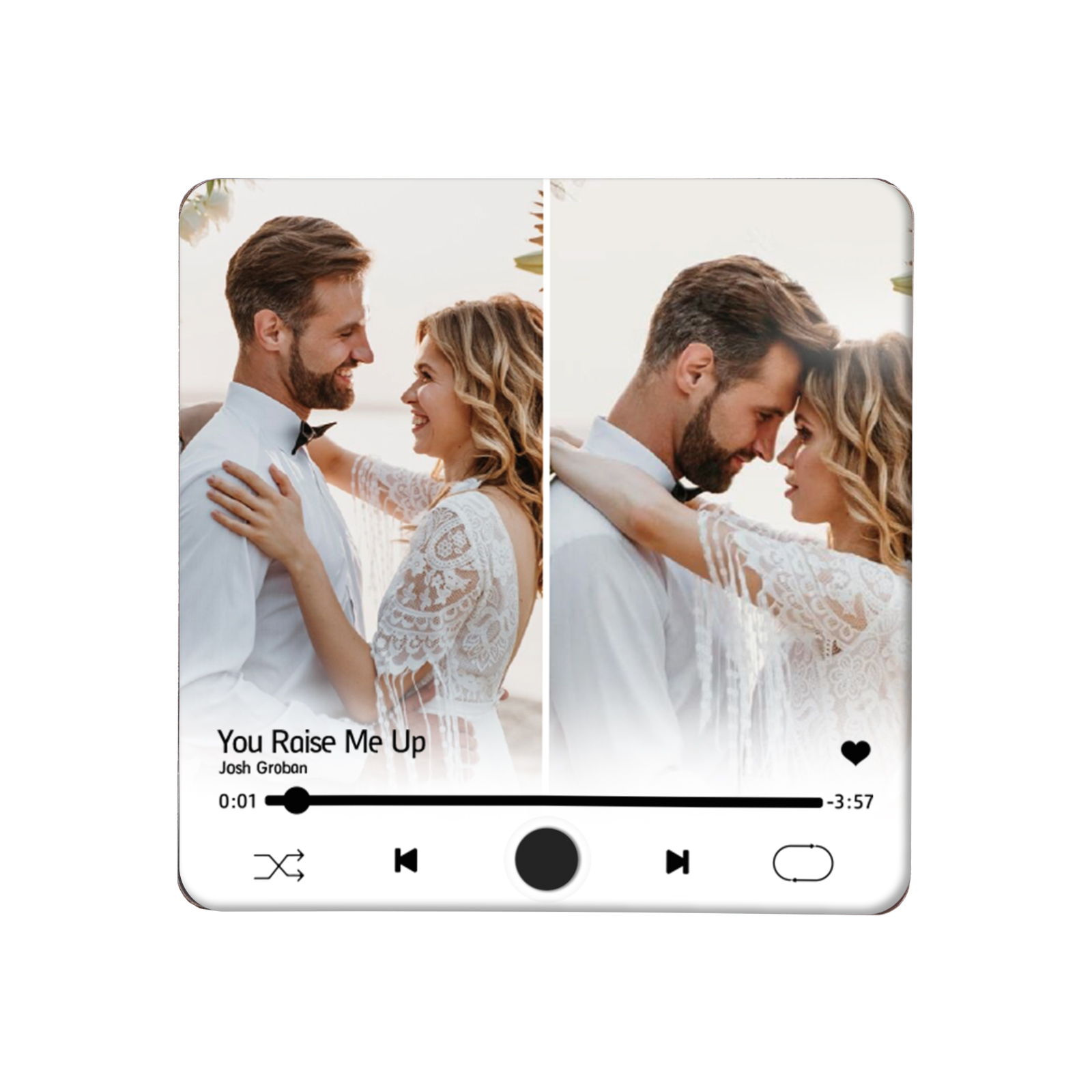 Aimant De Réfrigérateur Blanc de Musique Personnalisé avec 2 Photos pour Couple | Jessemade