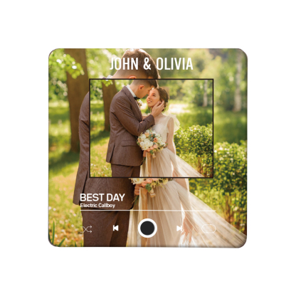 Aimant De Réfrigérateur de Musique Personnalisé avec 2 Prénoms et 1 Photo pour Couple | Jessemade
