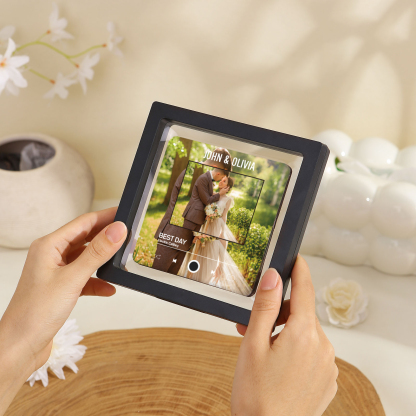 Aimant De Réfrigérateur de Musique Personnalisé avec 2 Prénoms et 1 Photo pour Couple | Jessemade