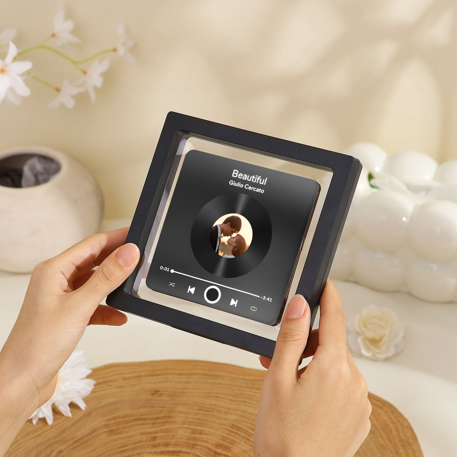 Aimant De Réfrigérateur de Musique Personnalisé avec Photo pour Couple en Noir| Jessemade