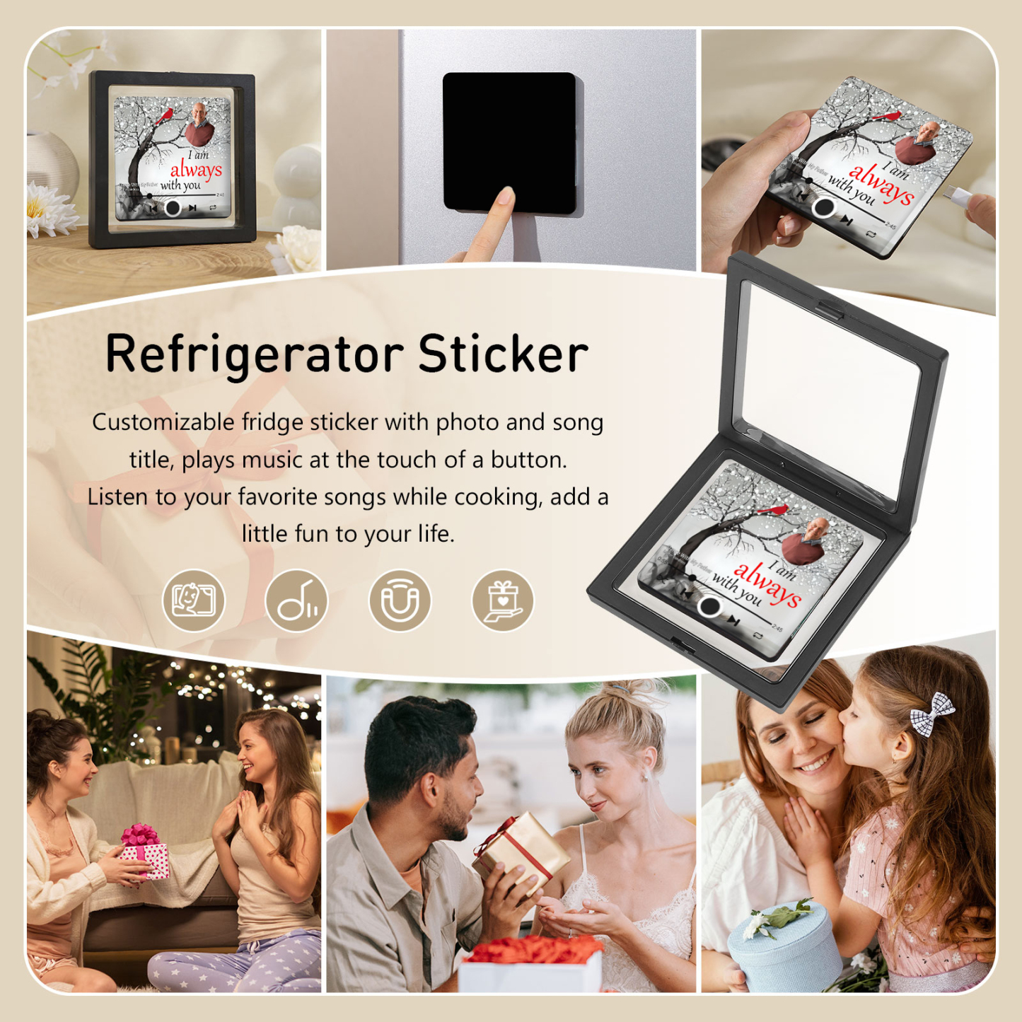 Aimant De Réfrigérateur de Musique Personnalisé avec Photo et Texte Aimant De Frigo Commémoratif | Jessemade