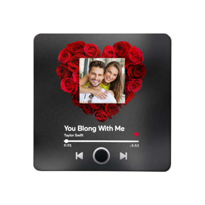 Aimant De Réfrigérateur Rose de Musique Personnalisé avec Photo pour Couple Noir | Jessemade