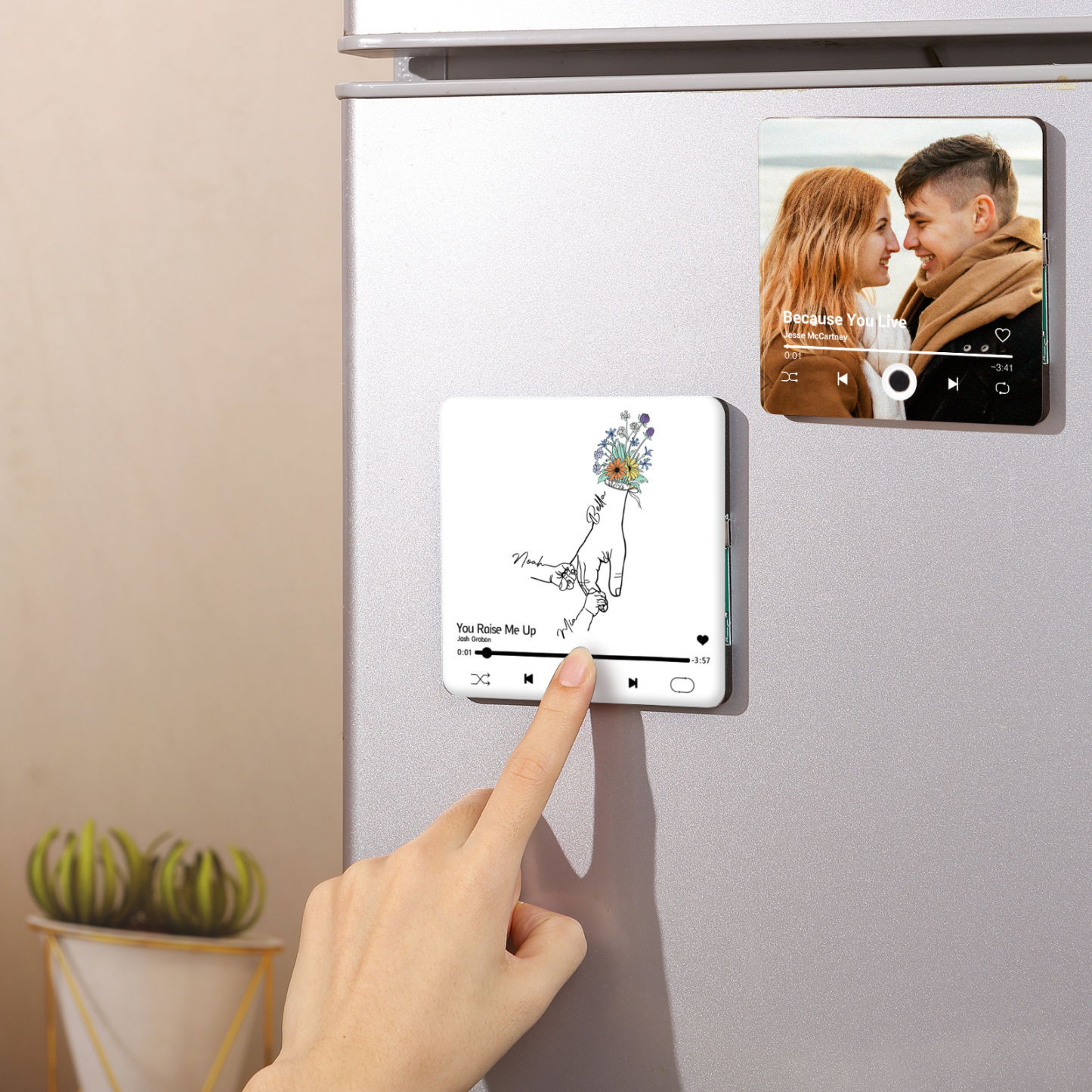 Aimant De Réfrigérateur de Musique 3 Prénoms Personnalisé Aimant De Frigo en blanc | Jessemade