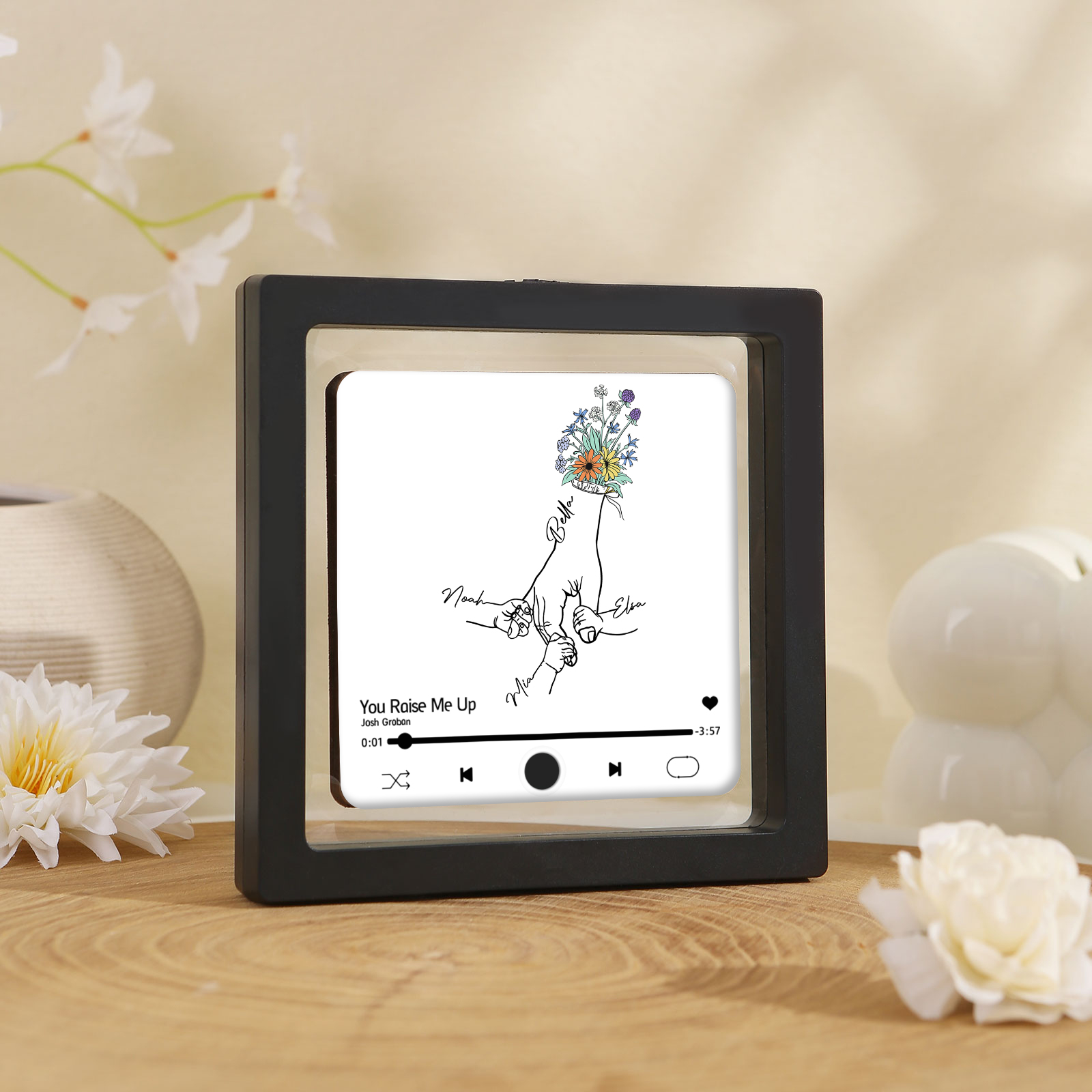 Aimant De Frigo Personnalisé avec 4 Prénoms Patch Magnétique Musical Personnalisé  en blanc | Jessemade