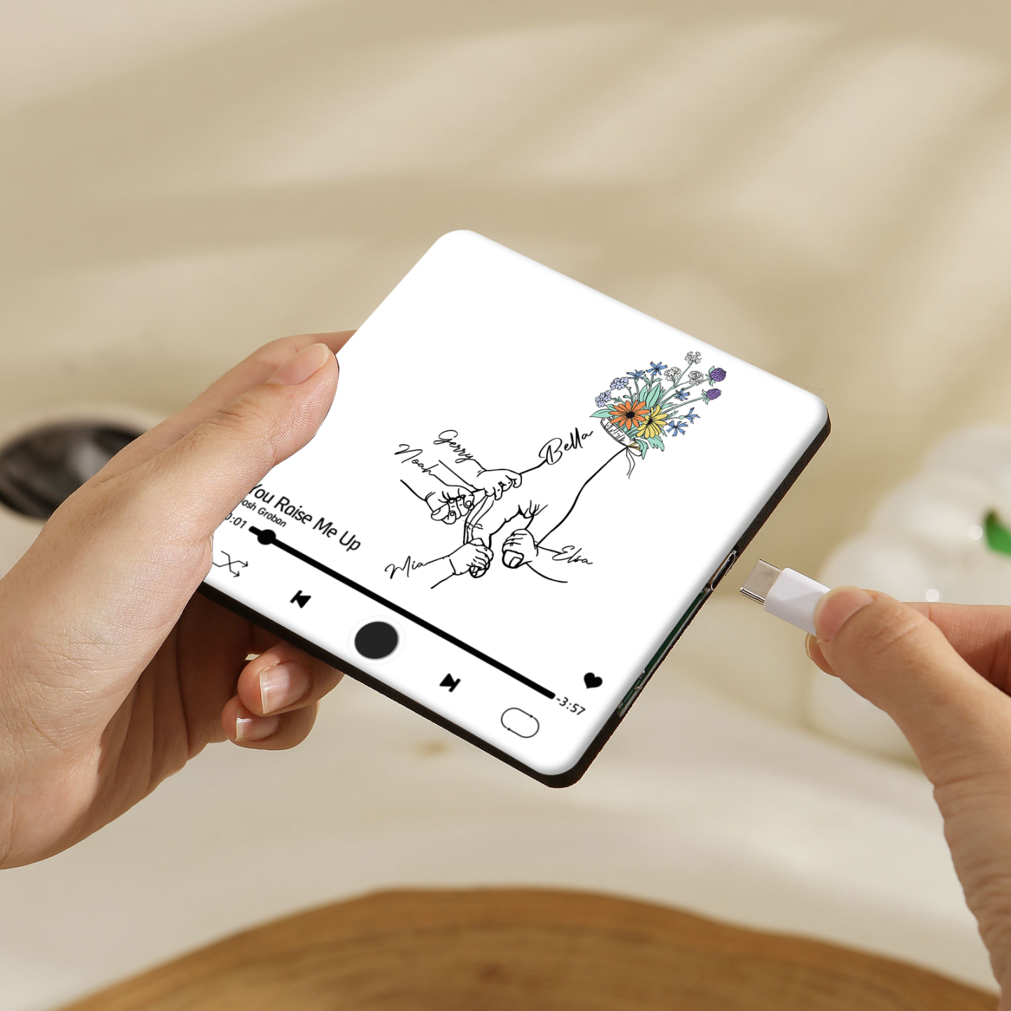 Aimant De Frigo Personnalisé avec 5 Prénoms Patch Magnétique Musical Personnalisé en blanc | Jessemade