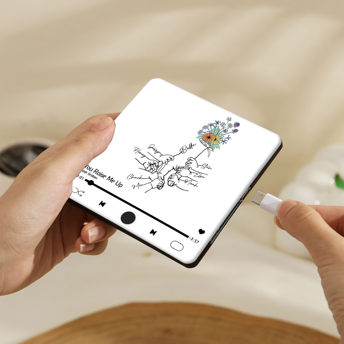 Aimant De Frigo Personnalisé avec 8 Prénoms Patch Magnétique Musical Personnalisé  en blanc | Jessemade