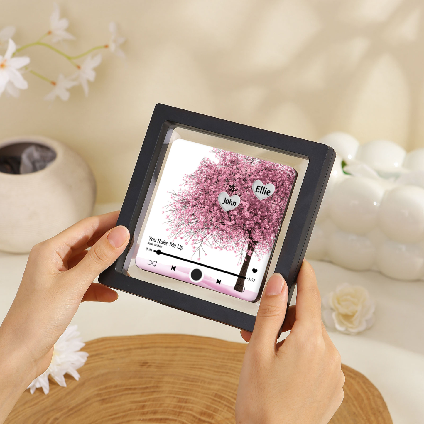 Aimant De Réfrigérateur de Musique Personnalisé 2 Prénoms  Aimant De Frigo arbre rose | Jessemade