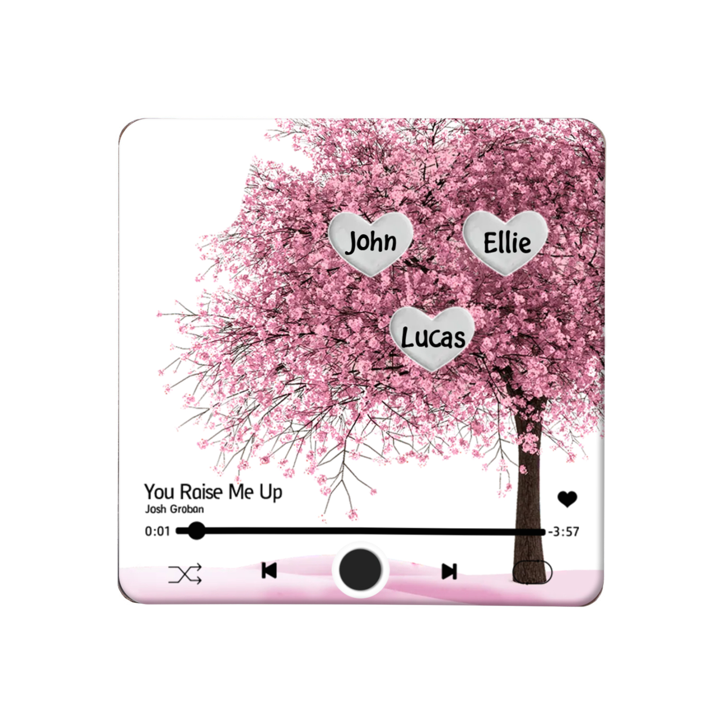 Aimant De Réfrigérateur Musical 3 Prénoms Personnalisés Aimant De Frigo en arbre rose | Jessemade