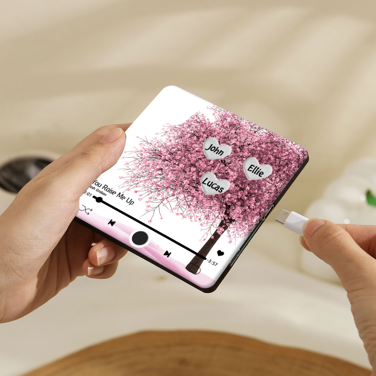 Aimant De Réfrigérateur Musical 3 Prénoms Personnalisés Aimant De Frigo en arbre rose | Jessemade