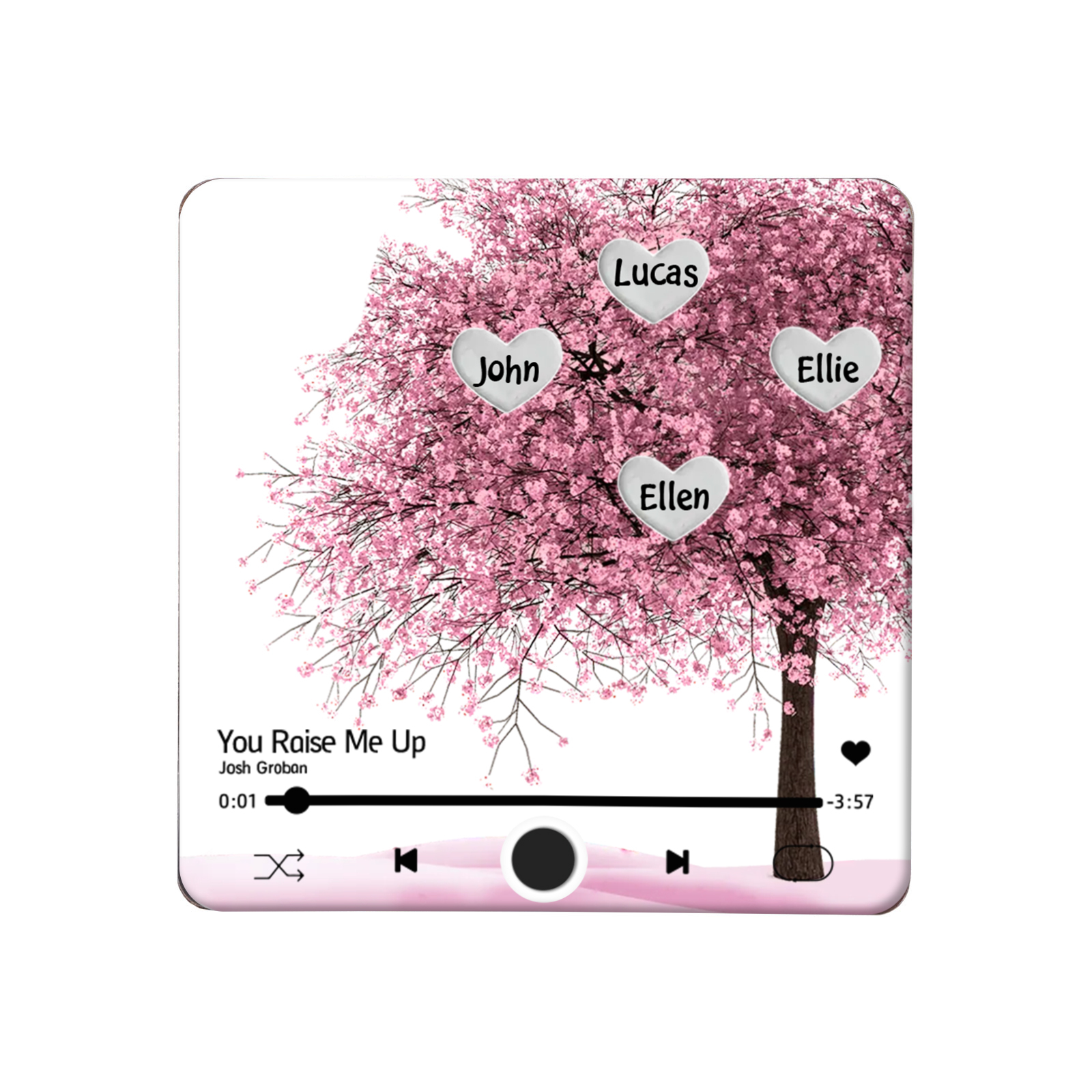 Aimant De Frigo Personnalisé avec 4 Prénoms Patch Magnétique Musical Personnalisé en arbre rose| Jessemade