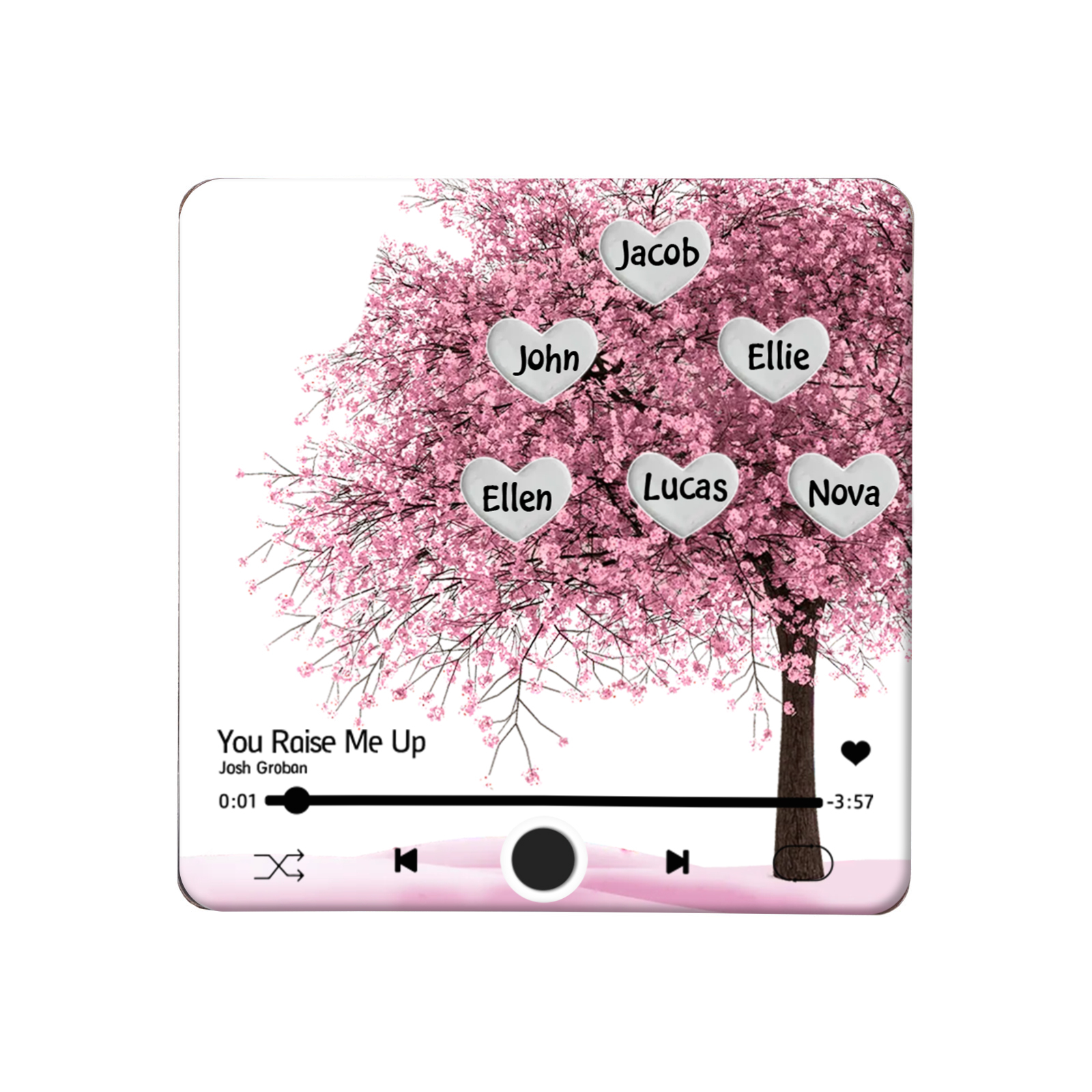 Aimant De Frigo Personnalisé avec 6 Prénoms Patch Magnétique Musical Personnalisé  en arbre rose | Jessemade