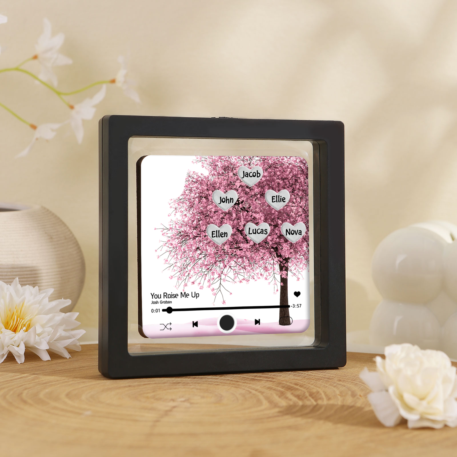 Aimant De Frigo Personnalisé avec 6 Prénoms Patch Magnétique Musical Personnalisé  en arbre rose | Jessemade