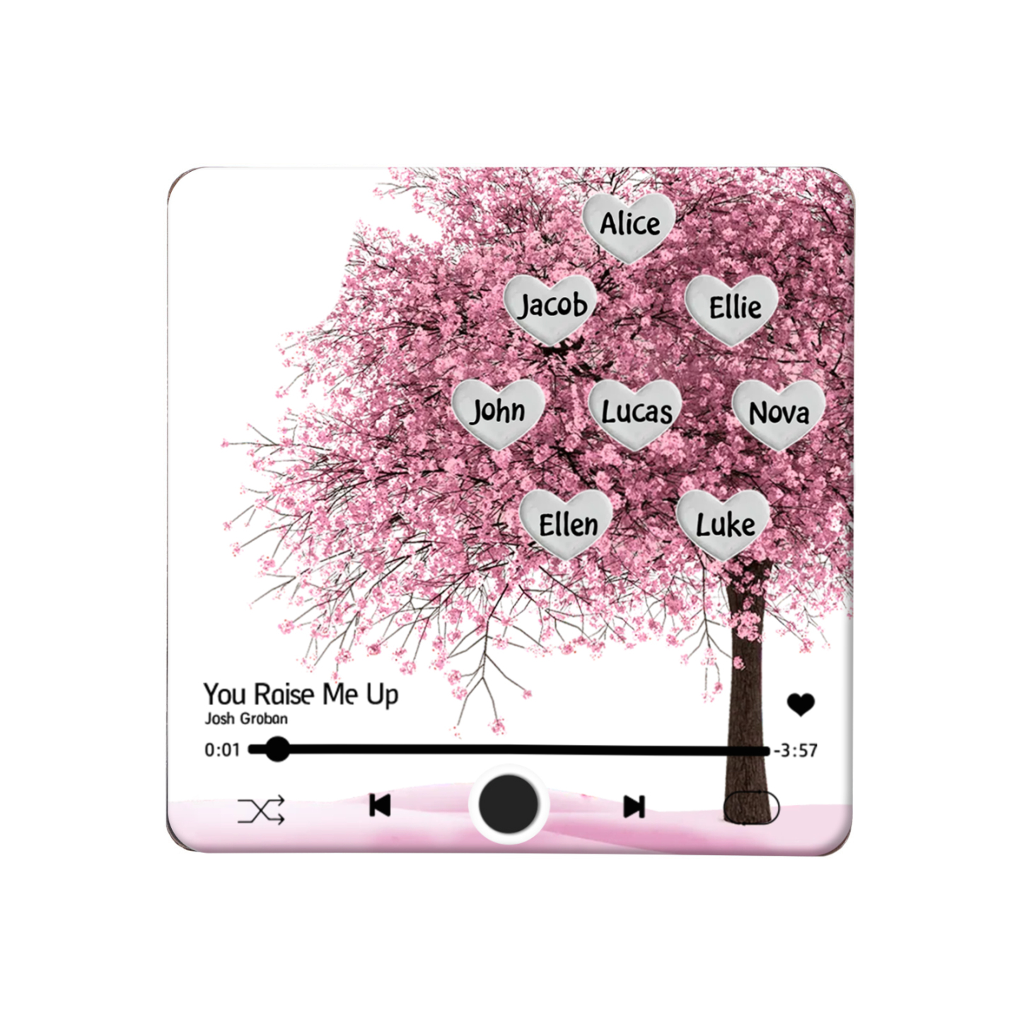 Aimant De Frigo 8 Prénoms Personnalisés Patch Magnétique Musical Personnalisé en arbre rose | Jessemade
