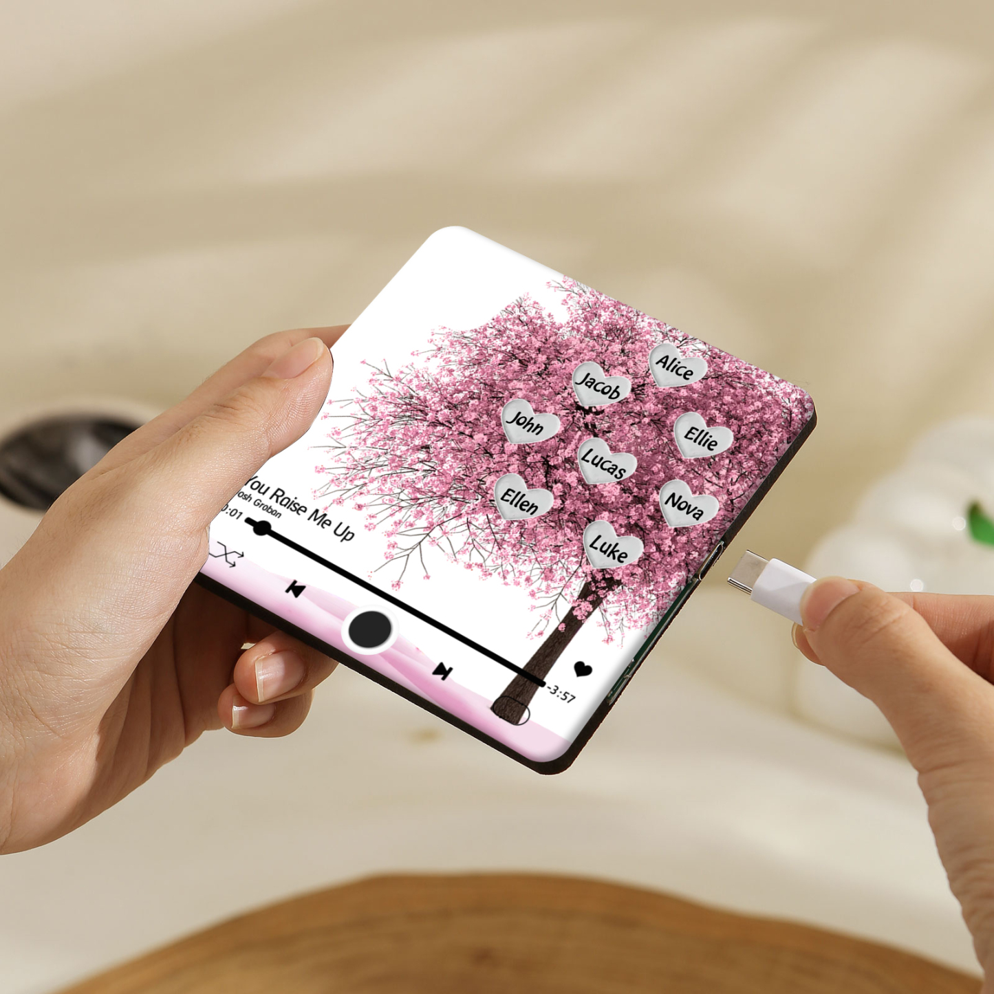 Aimant De Frigo 8 Prénoms Personnalisés Patch Magnétique Musical Personnalisé en arbre rose | Jessemade