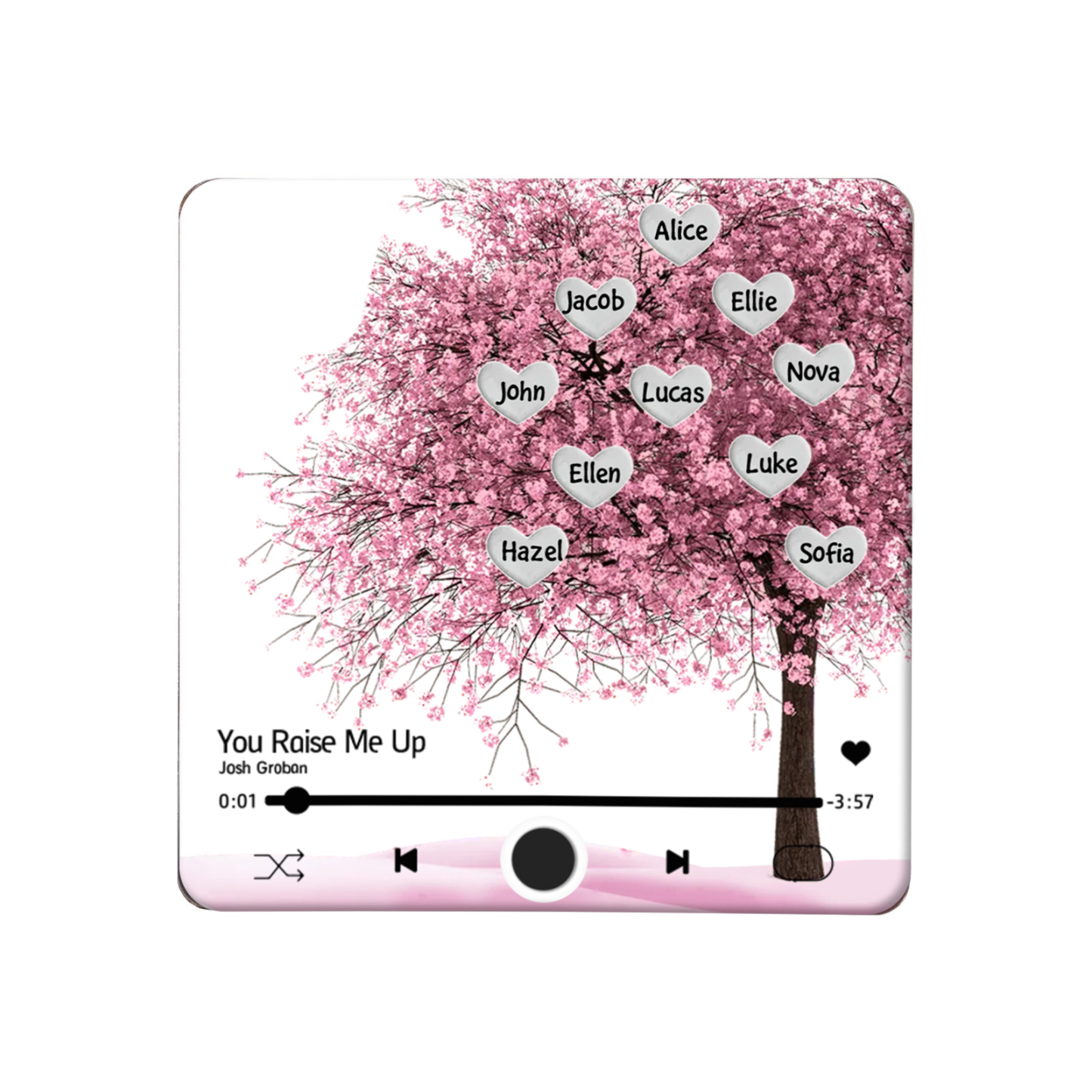 Aimant De Frigo Personnalisés avec 10 Prénoms Patch Magnétique Musical Personnalisé en arbre rose | Jessemade