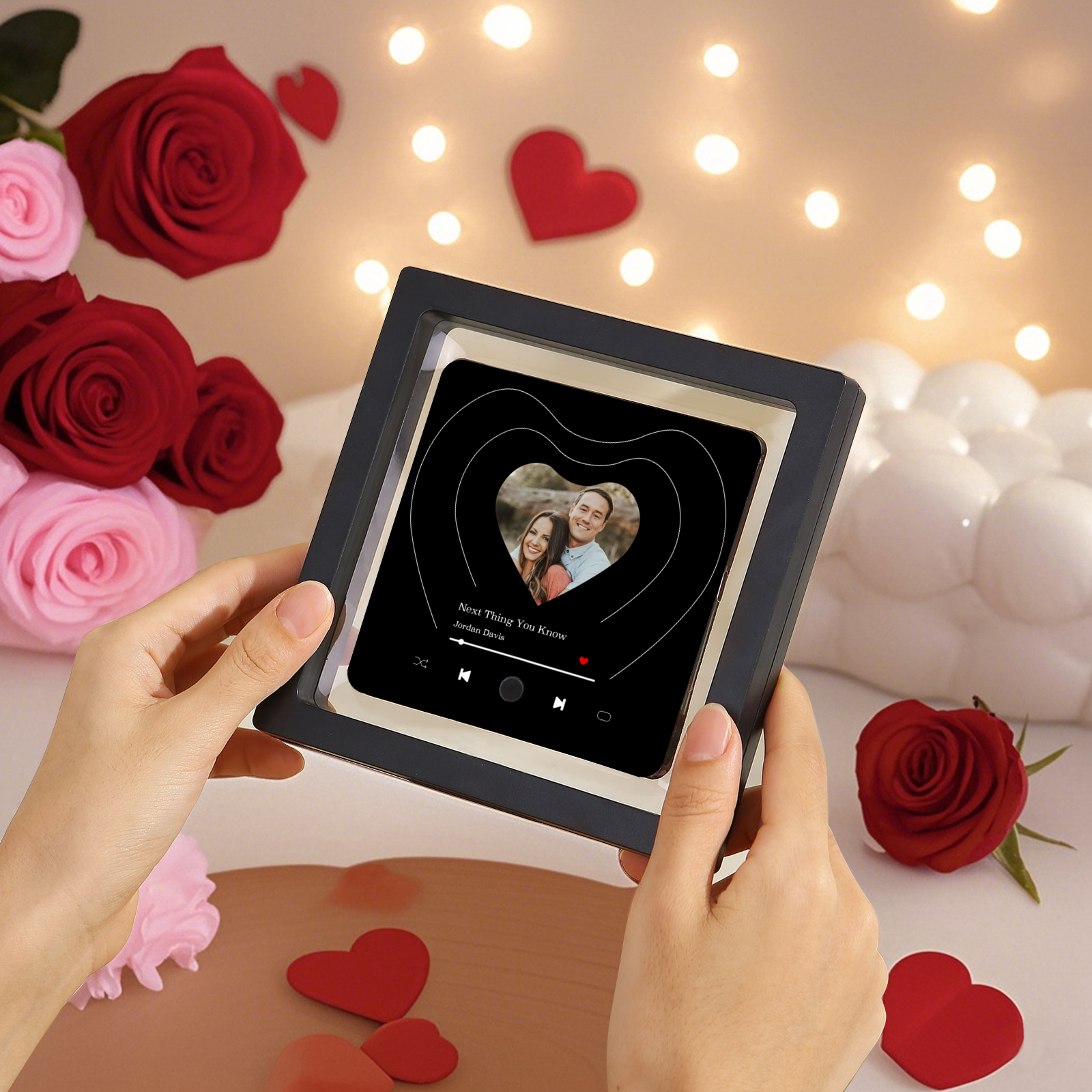 Aimant De Réfrigérateur de Musique Personnalisé avec 1 Photo  Aimant De Frigo Coeur en Noir pour Couple | Jessemade