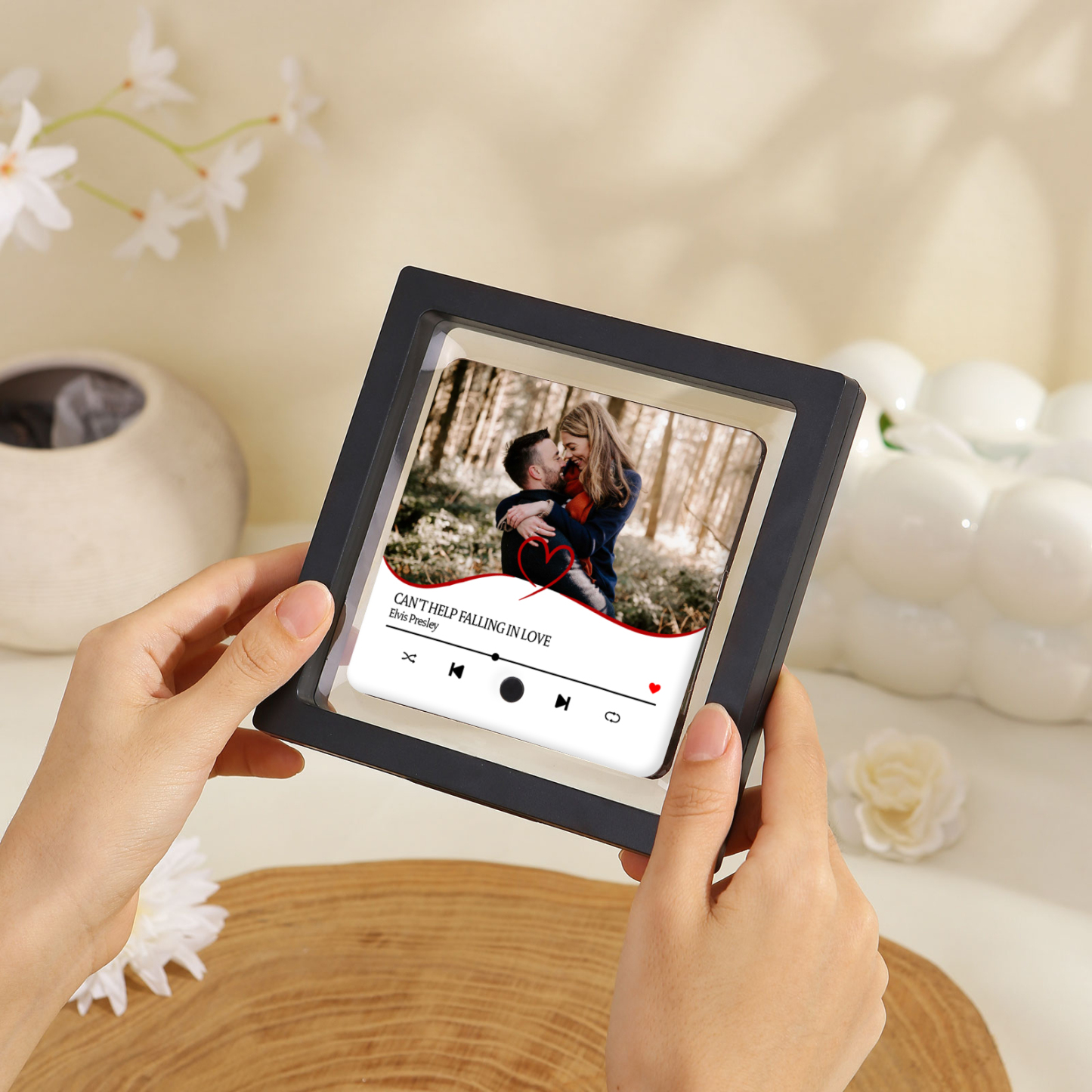 Aimant De Réfrigérateur de Musique Personnalisé avec 1 Photo Aimant De Frigo en blanc pour Couple | Jessemade