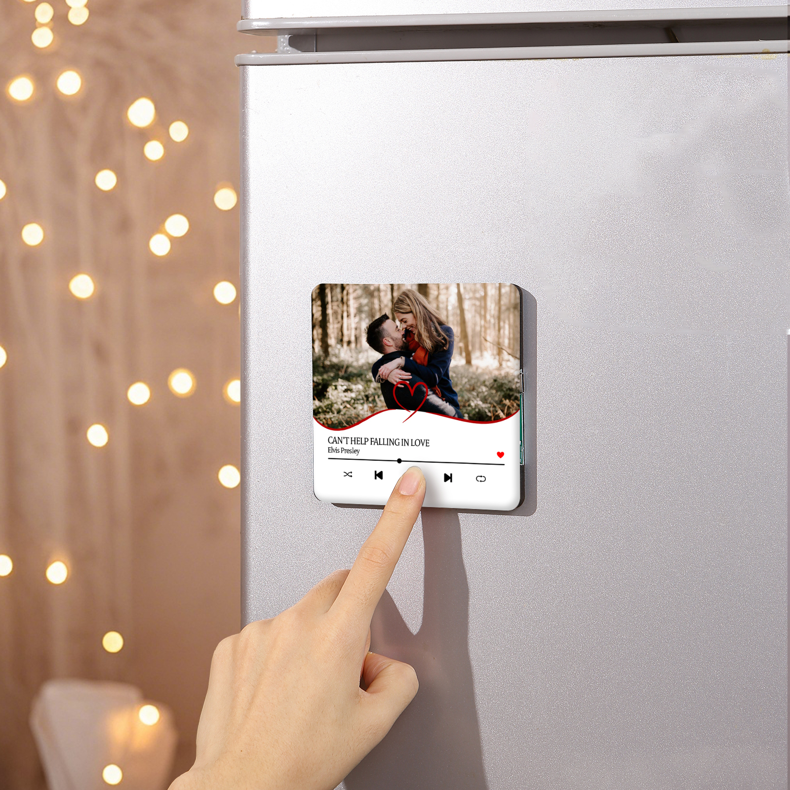 Aimant De Réfrigérateur de Musique Personnalisé avec 1 Photo Aimant De Frigo en blanc pour Couple | Jessemade