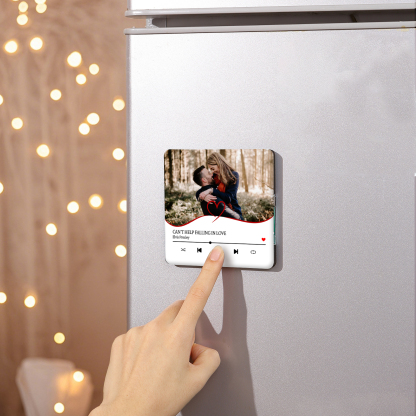 Aimant De Réfrigérateur de Musique Personnalisé avec 1 Photo Aimant De Frigo en blanc pour Couple | Jessemade