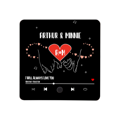 Aimant De Réfrigérateur de Musique 2 Prénoms et 2 Lettres Personnalisé Aimant De Frigo coeur en noir pour Couple | Jessemade