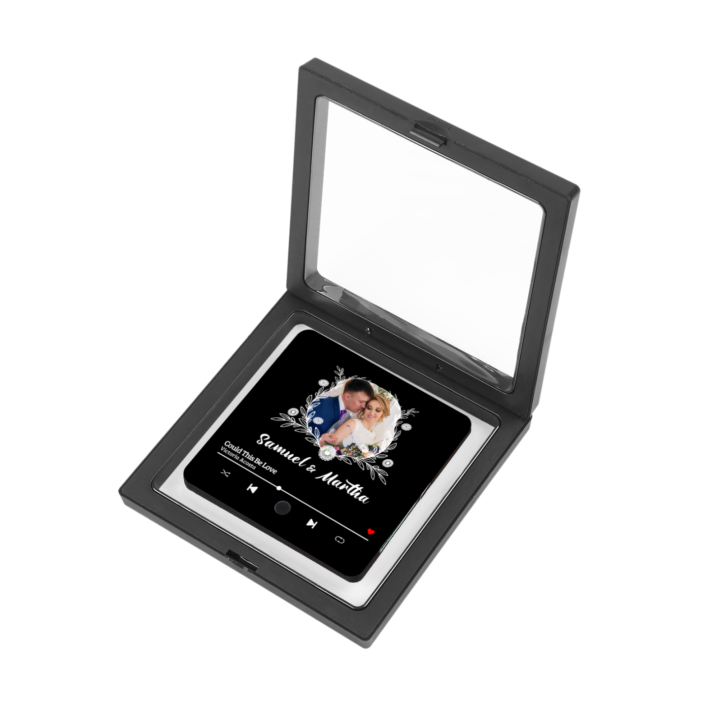 Aimant De Réfrigérateur de Musique 1 Photo et 2 Prénoms Personnalisé Aimant De Frigo en noir pour Couple | Jessemade
