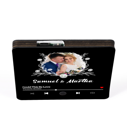 Aimant De Réfrigérateur de Musique 1 Photo et 2 Prénoms Personnalisé Aimant De Frigo en noir pour Couple | Jessemade