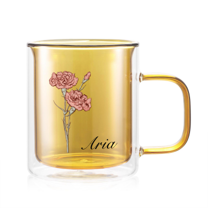 Mug en Verre Personnalisé avec Fleur et Prénom – Cadeau Unique et Élégant | Jessemade