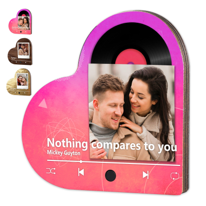 Aimant Frigo Musical en forme de Cœur Personnalisé avec 1 Photo Aimant De Réfrigérateur en bois pour Couple | Jessemade
