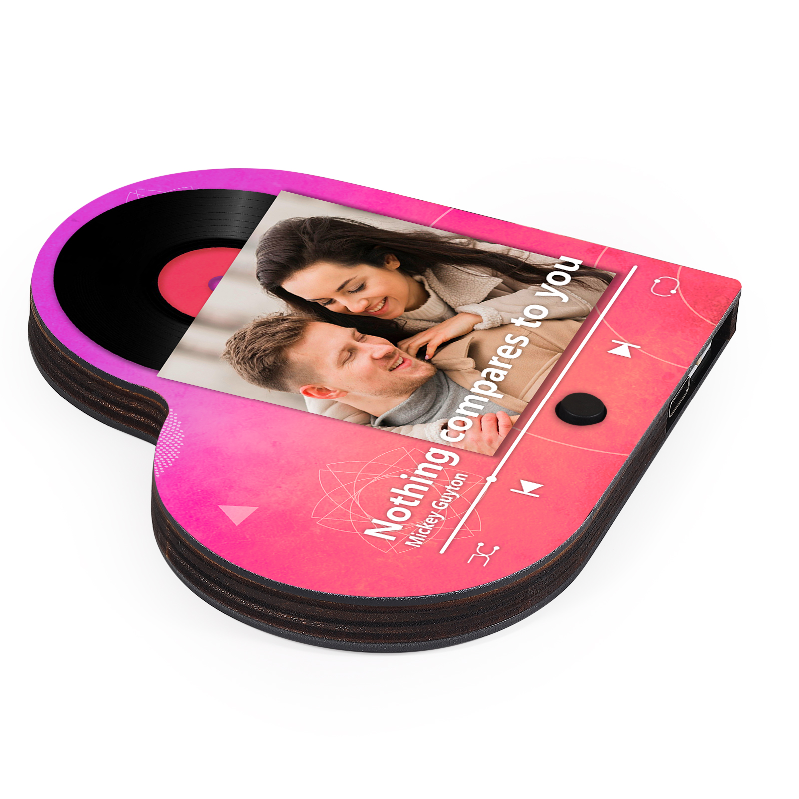 Aimant Frigo Musical en forme de Cœur Personnalisé avec 1 Photo Aimant De Réfrigérateur en bois pour Couple | Jessemade