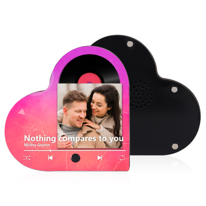 Aimant Frigo Musical en forme de Cœur Personnalisé avec 1 Photo Aimant De Réfrigérateur en bois pour Couple | Jessemade