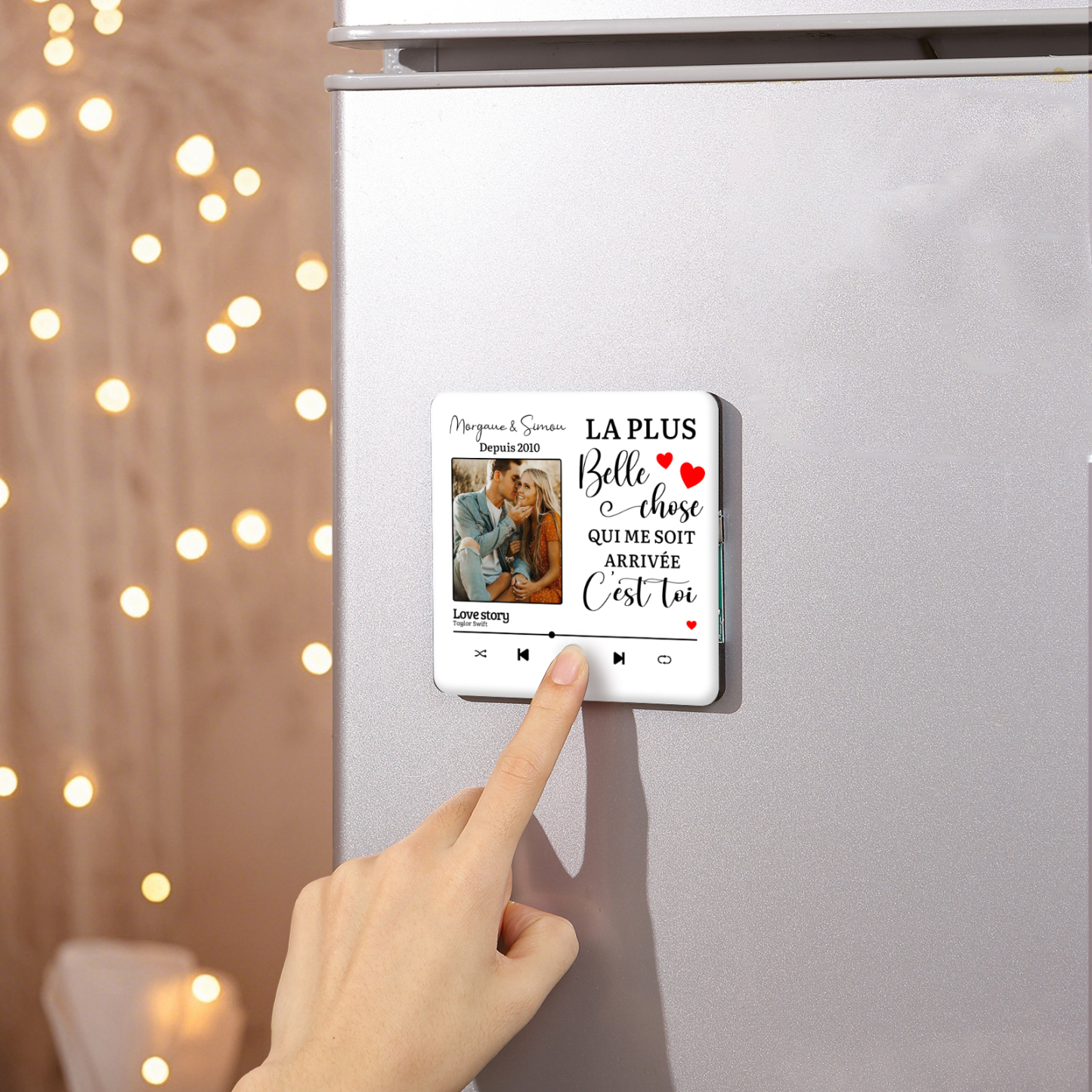 Aimant Frigo Musical Personnalisé avec Année Prénoms et Photo Aimant De Réfrigérateur pour Couple | Jessemade