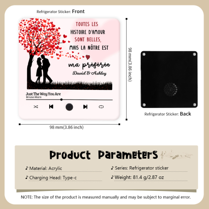 Aimant Frigo Musical Personnalisé avec 2 Prénoms Aimant De Réfrigérateur pour Couple | Jessemade