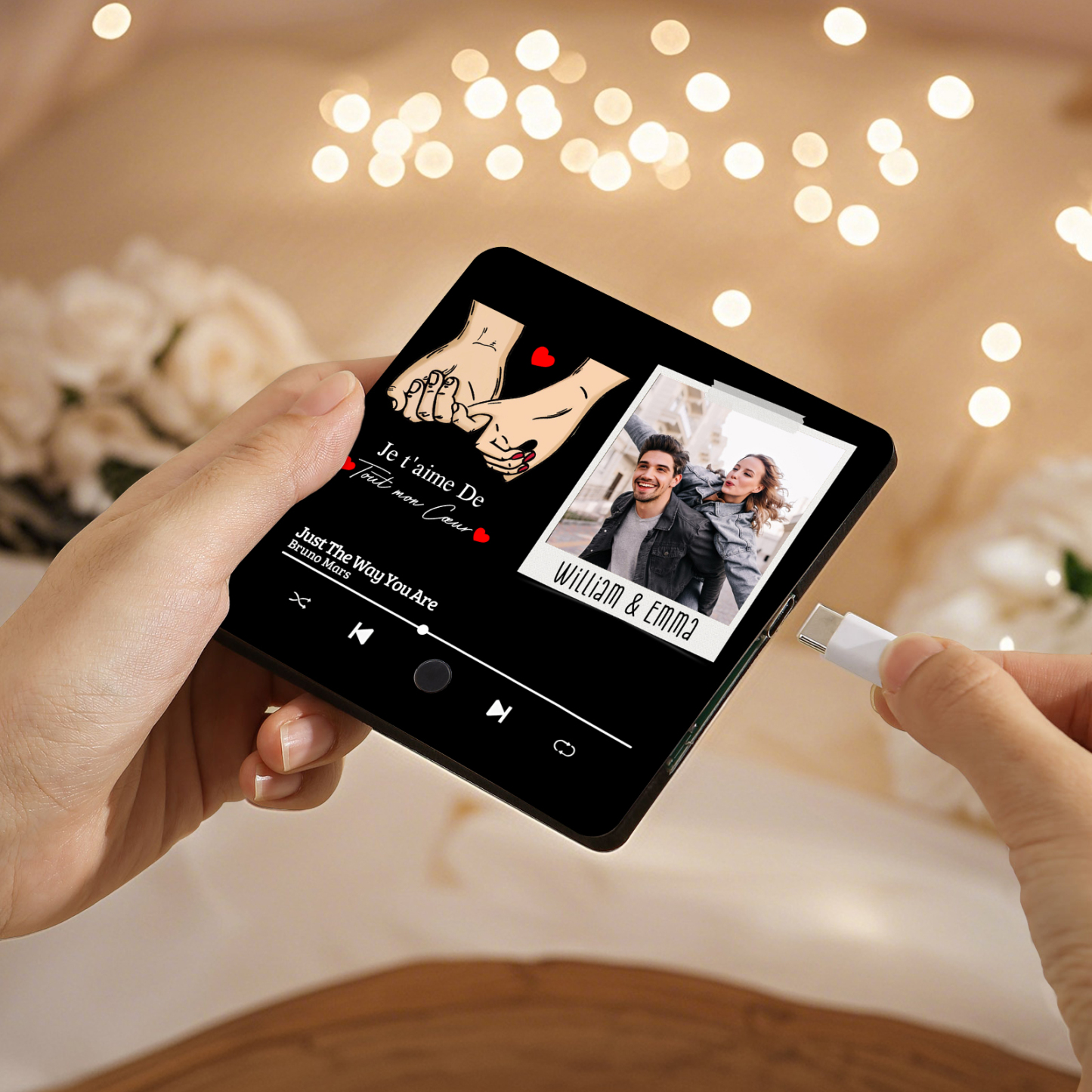 Aimant De Frigo Musical 2 Prénoms Personnalisés avec Photo Aimant De Réfrigérateur pour Couple | Jessemade