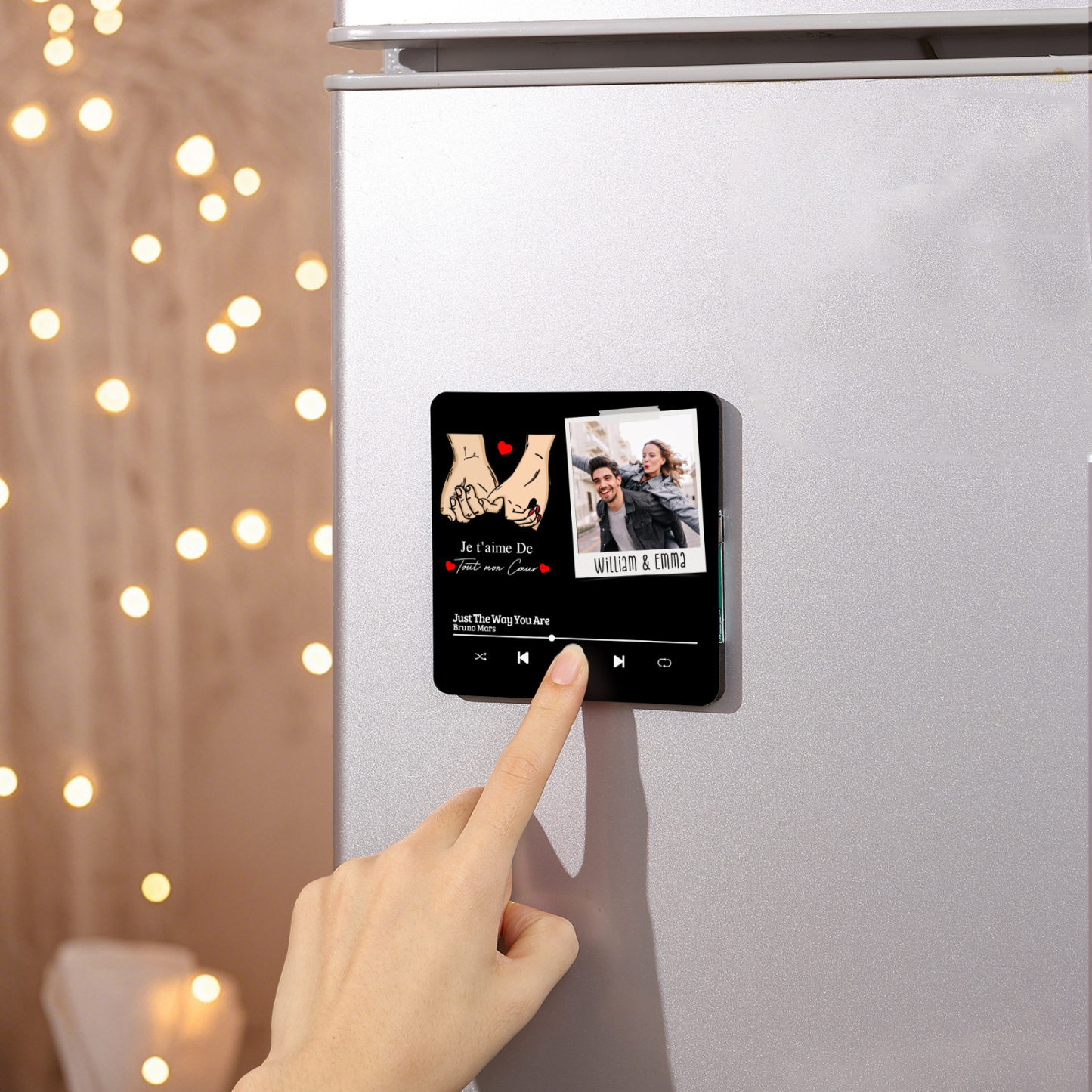Aimant De Frigo Musical 2 Prénoms Personnalisés avec Photo Aimant De Réfrigérateur pour Couple | Jessemade